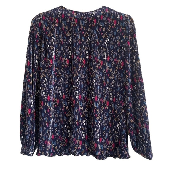 Andreana USA Vintage Blue Floral Blouse Long Sleeve Button Up Multi color floral - Picture 5 of 5